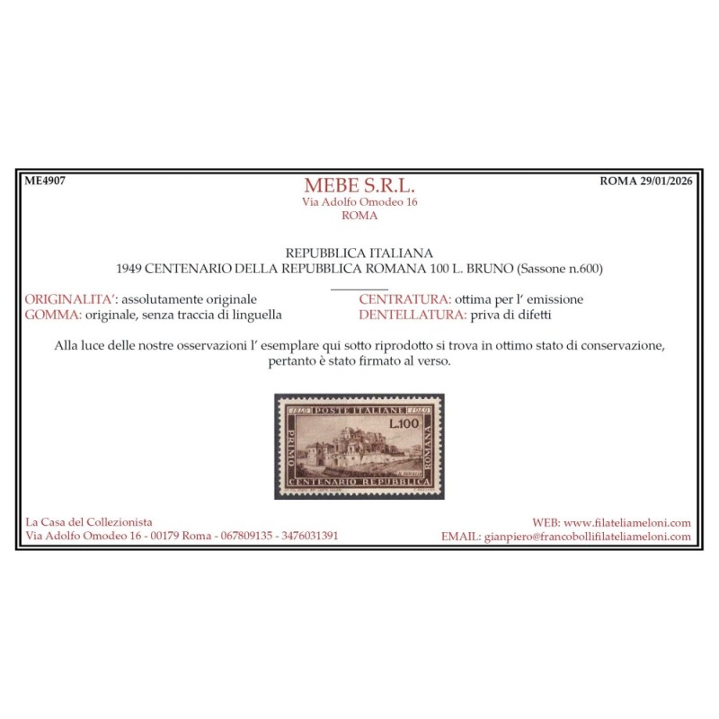 REPUBBLICA 1949 ANNATA COMPLETA 22 VALORI G.I MNH** CERT.  | Filate...