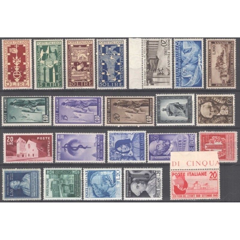 REPUBBLICA 1949 ANNATA COMPLETA 22 VALORI G.I MNH** CERT.  | Filate...