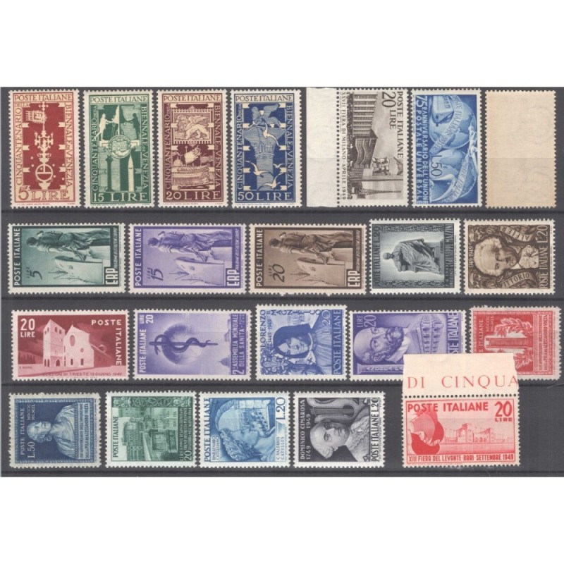 REPUBBLICA 1949 ANNATA COMPLETA 22 VALORI G.I MNH** CERT.  | Filate...