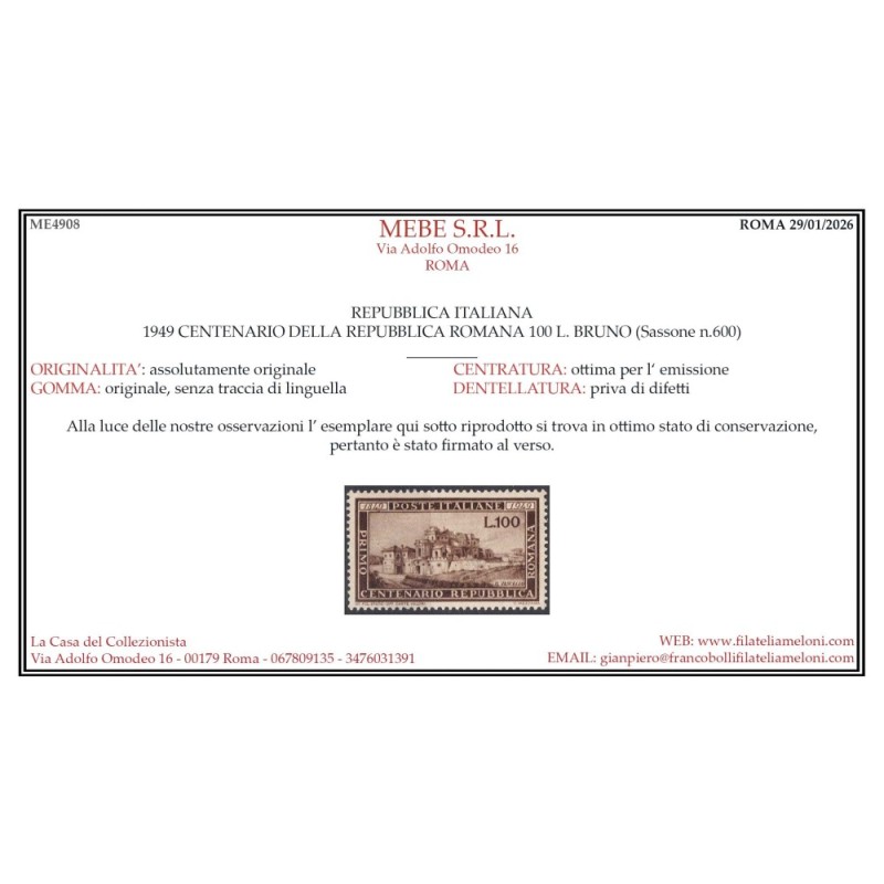 REPUBBLICA 1949 ANNATA COMPLETA 22 VALORI G.I MNH** CERT.  | Filate...