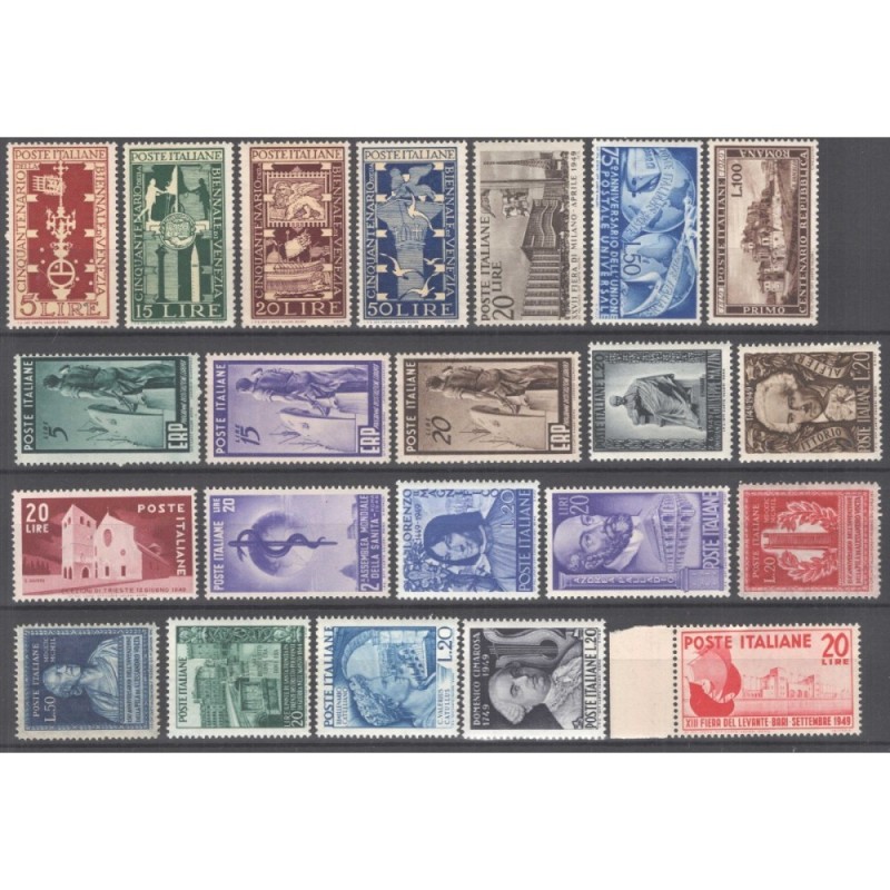 REPUBBLICA 1949 ANNATA COMPLETA 22 VALORI G.I MNH** CERT.  | Filate...