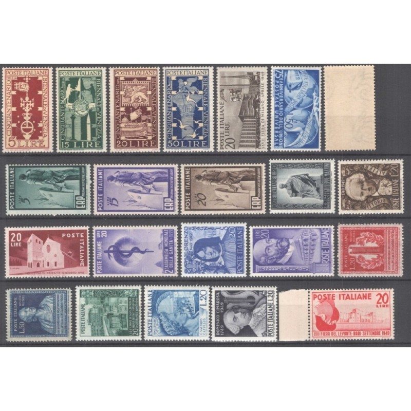 REPUBBLICA 1949 ANNATA COMPLETA 22 VALORI G.I MNH** CERT.  | Filate...