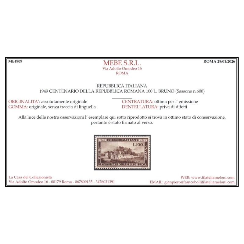 REPUBBLICA 1949 ANNATA COMPLETA 22 VALORI G.I MNH** CERT.  | Filate...