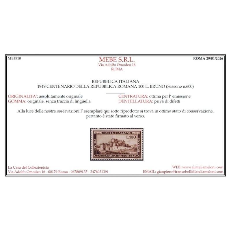 REPUBBLICA 1949 ANNATA COMPLETA 22 VALORI G.I MNH** CERT.  | Filate...