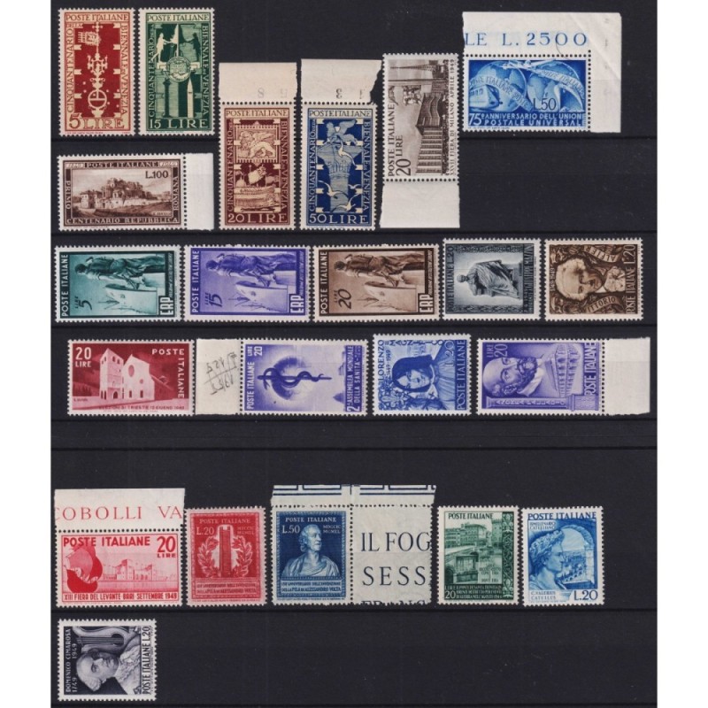 REPUBBLICA 1949 ANNATA COMPLETA 22 VALORI G.I MNH** CERT.  | Filate...