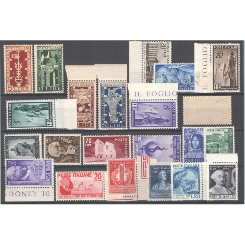 REPUBBLICA 1949 ANNATA COMPLETA 22 VALORI G.I MNH** CERT.  | Filate...