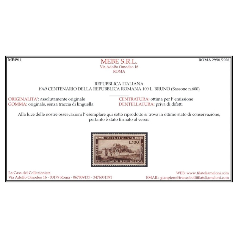 REPUBBLICA 1949 ANNATA COMPLETA 22 VALORI G.I MNH** CERT.  | Filate...