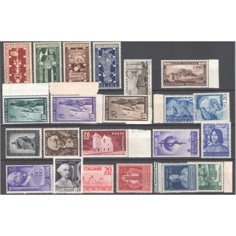REPUBBLICA 1949 ANNATA COMPLETA 22 VALORI G.I MNH** CERT.  | Filate...
