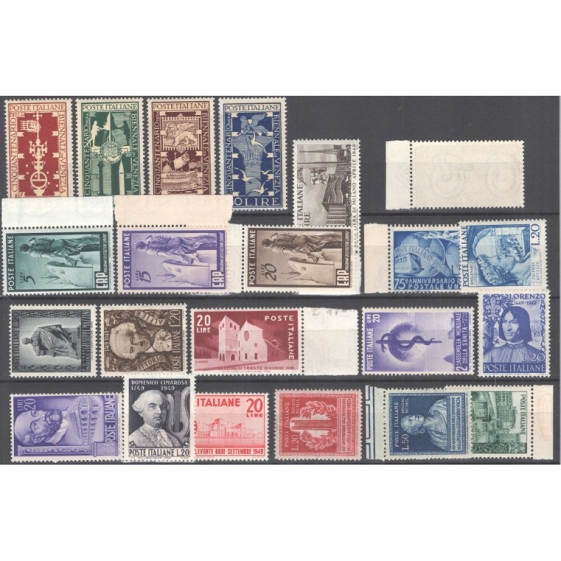 REPUBBLICA 1949 ANNATA COMPLETA 22 VALORI G.I MNH** CERT.  | Filate...