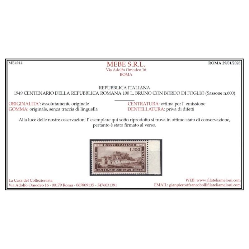 REPUBBLICA 1949 ANNATA COMPLETA 22 VALORI G.I MNH** CERT.  | Filate...