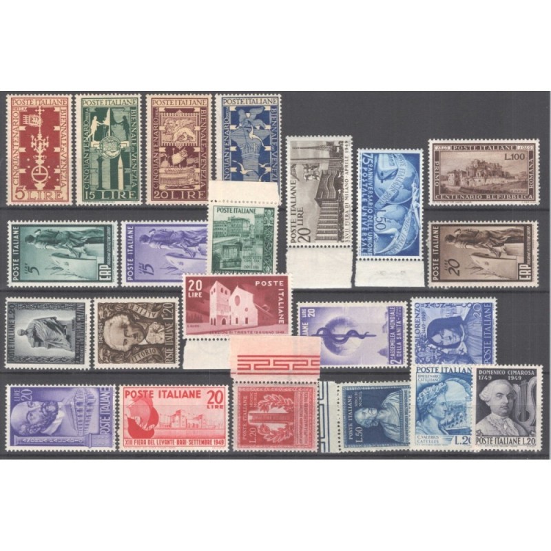 REPUBBLICA 1949 ANNATA COMPLETA 22 VALORI G.I MNH** CERT.  | Filate...