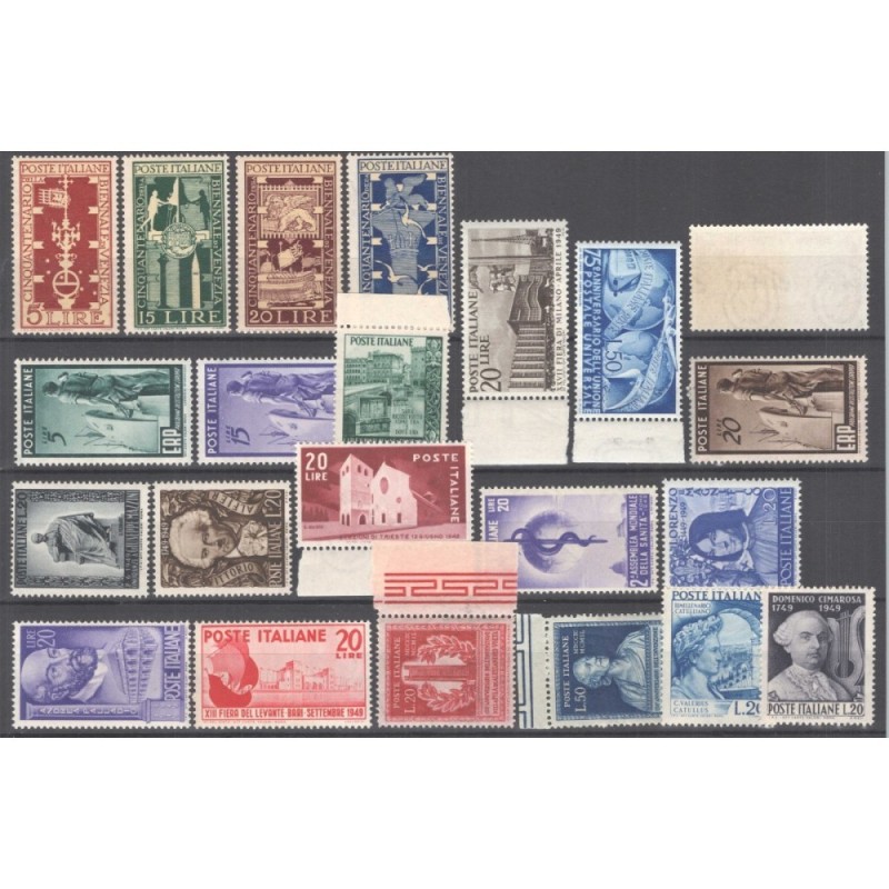 REPUBBLICA 1949 ANNATA COMPLETA 22 VALORI G.I MNH** CERT.  | Filate...