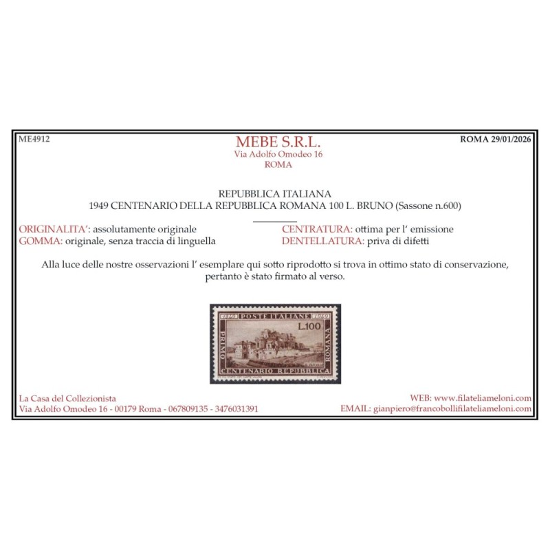 REPUBBLICA 1949 ANNATA COMPLETA 22 VALORI G.I MNH** CERT.  | Filate...