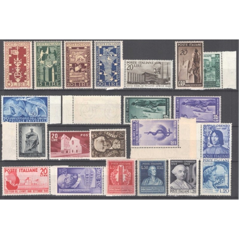 REPUBBLICA 1949 ANNATA COMPLETA 22 VALORI G.I MNH** CERT.  | Filate...