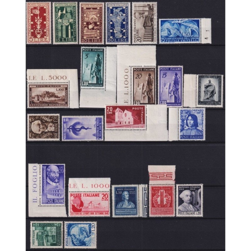 REPUBBLICA 1949 ANNATA COMPLETA 22 VALORI G.I MNH** CERT.  | Filate...