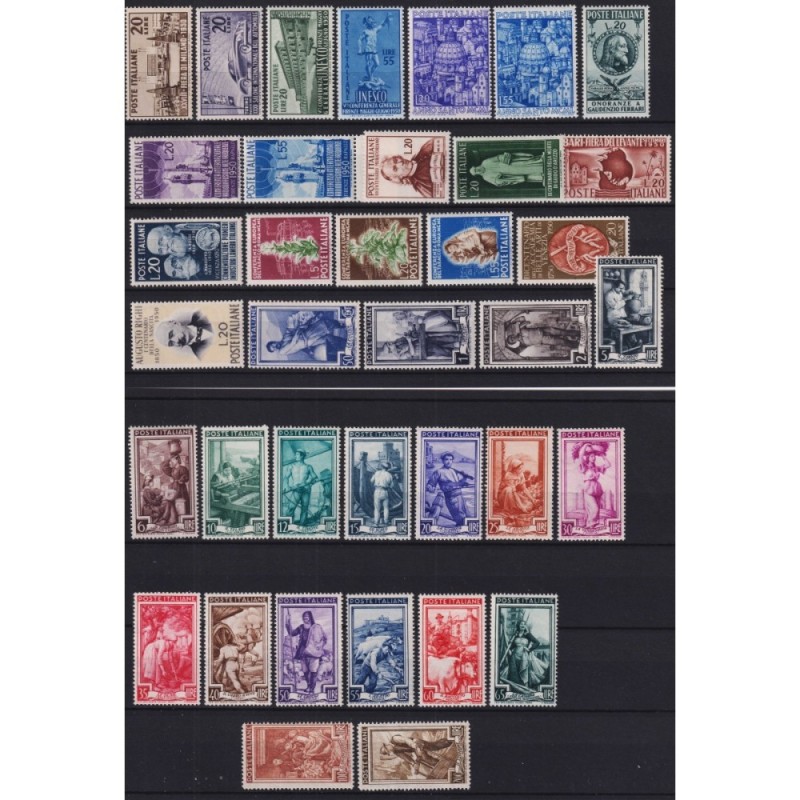 REPUBBLICA 1950 ANNATA COMPLETA 37 VALORI G.I MNH**  | Filatelia Me...