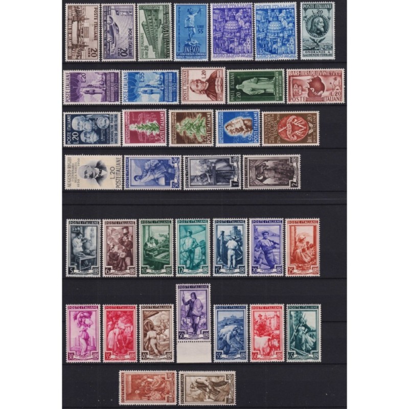 REPUBBLICA 1950 ANNATA COMPLETA 37 VALORI G.I MNH**  | Filatelia Me...
