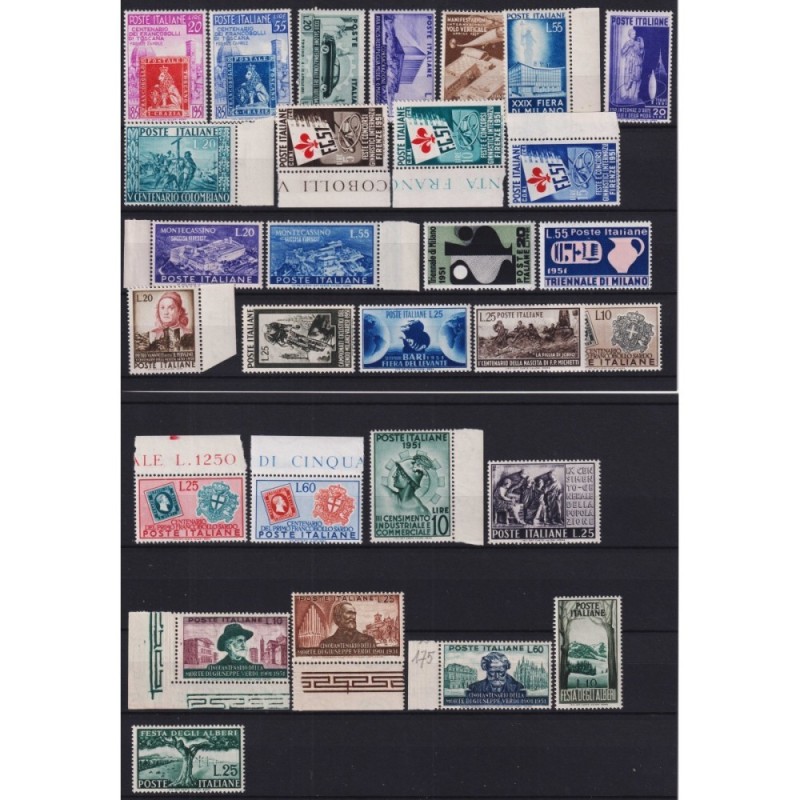 REPUBBLICA 1951 ANNATA COMPLETA 29 VALORI G.I MNH**  | Filatelia Me...