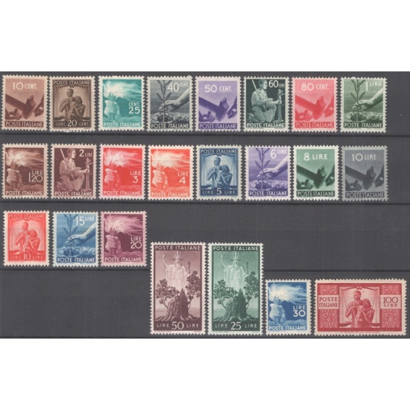 REPUBBLICA 1945-46 DEMOCRATICA 23 VALORI G.I MNH** CERT.  | Filatel...