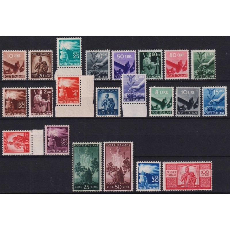 REPUBBLICA 1945-46 DEMOCRATICA 23 VALORI G.I MNH** CERT.  | Filatel...