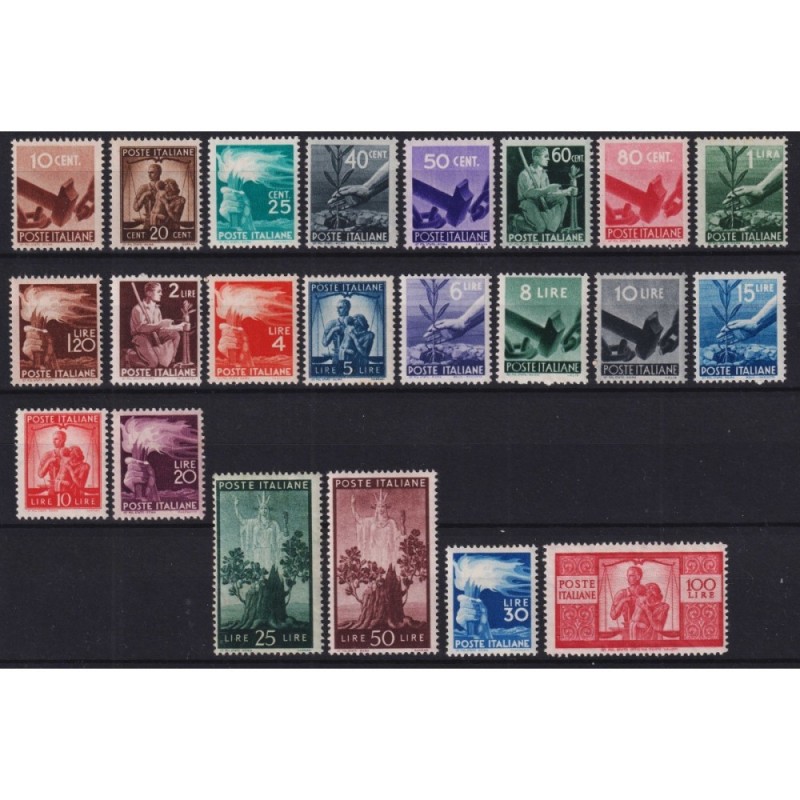 REPUBBLICA 1945-46 DEMOCRATICA 23 VALORI G.I MNH** CERT.  | Filatel...