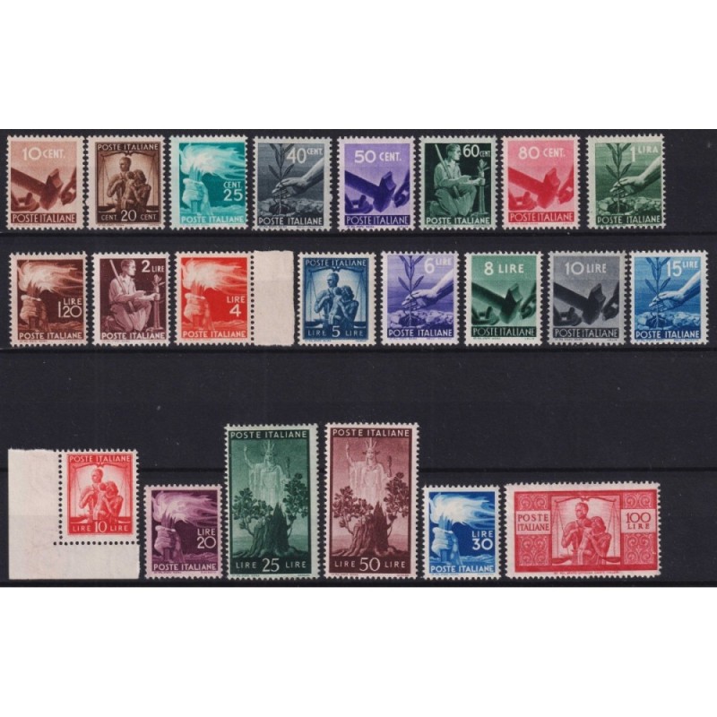 REPUBBLICA 1945-46 DEMOCRATICA 23 VALORI G.I MNH** CERT.  | Filatel...