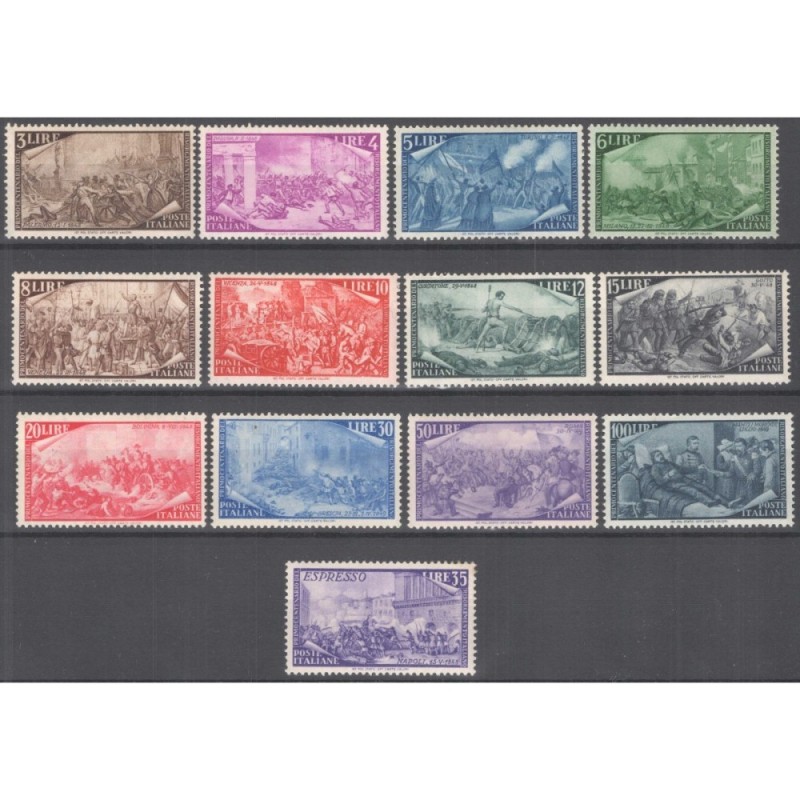 REPUBBLICA 1948 RISORGIMENTO 13 VALORI G.I MNH** CERT.  | Filatelia...