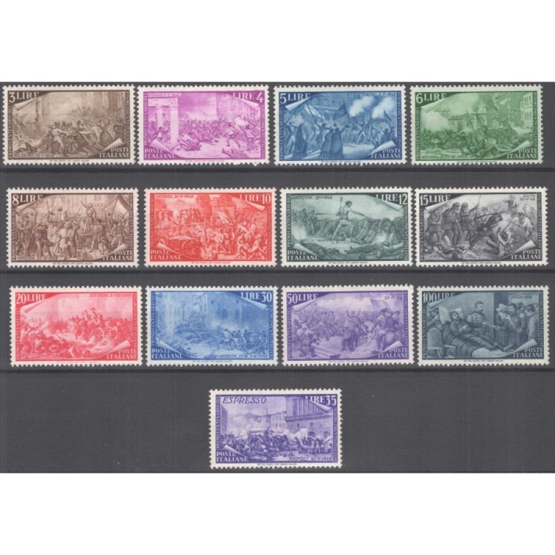 REPUBBLICA 1948 RISORGIMENTO 13 VALORI G.I MNH** CERT.  | Filatelia...