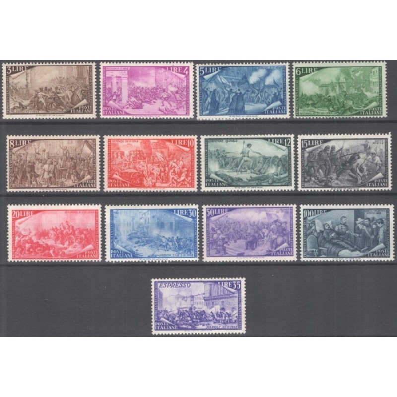 REPUBBLICA 1948 RISORGIMENTO 13 VALORI G.I MNH** CERT.  | Filatelia...