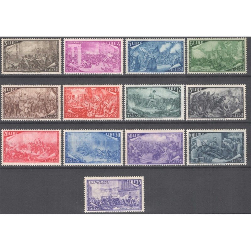REPUBBLICA 1948 RISORGIMENTO 13 VALORI G.I MNH** CERT.  | Filatelia...
