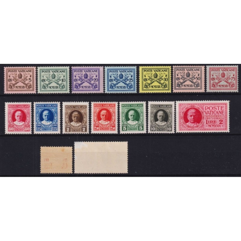 VATICANO 1929 CONCILIAZIONE + GIALLINO 16 V. G.I MNH** VEDI VERSO  ...