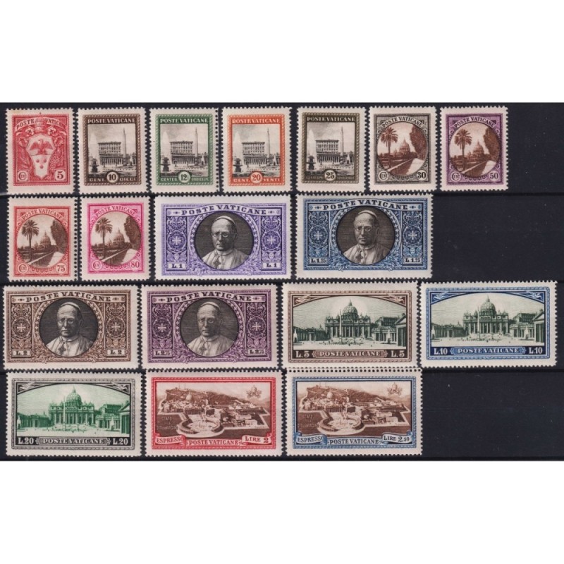 VATICANO 1933 GIARDINI E MEDAGLIONI 18 V. G.I MNH** / G.O MH*  | Fi...