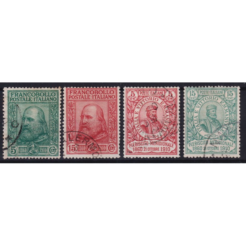 REGNO D'ITALIA 1910 RISORGIMENTO GARIBALDI 4 V. US.  | Filatelia Me...