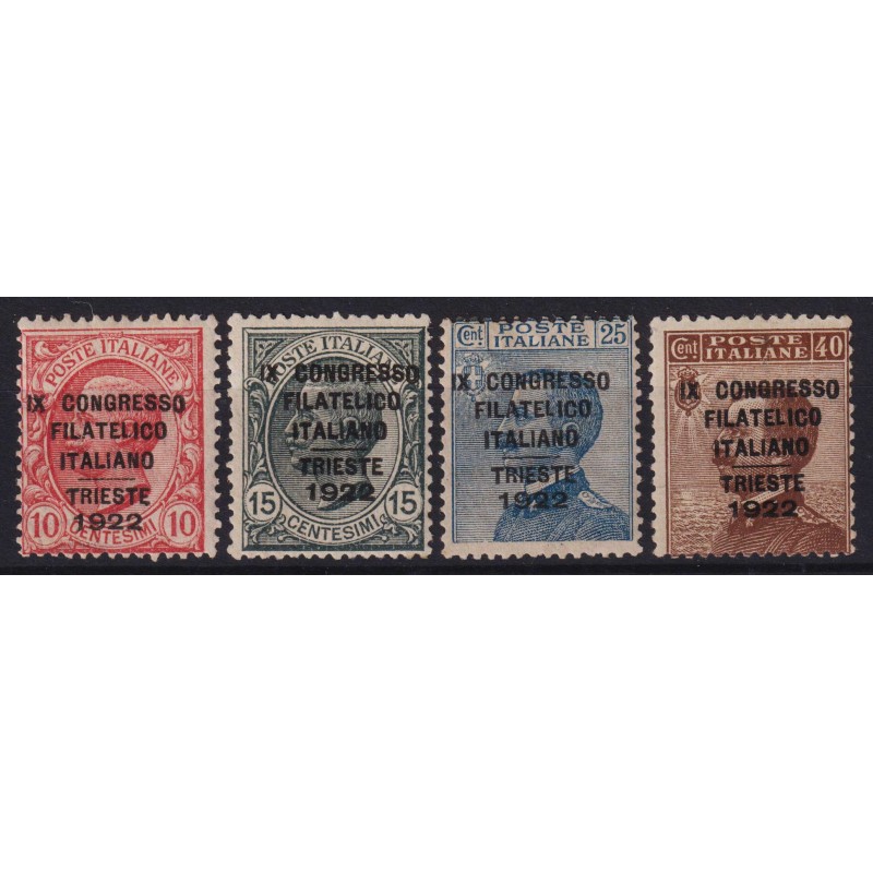 REGNO D'ITALIA 1922 CONGRESSO FILATELICO ITALIANO 4 V. G.O MH* CERT...