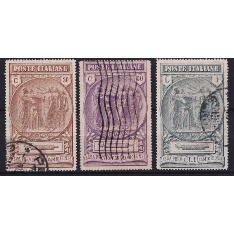 REGNO D'ITALIA 1923 CAMICIE NERE 3 V. US. ALCUNI ANNULLI ORIGINALI ...