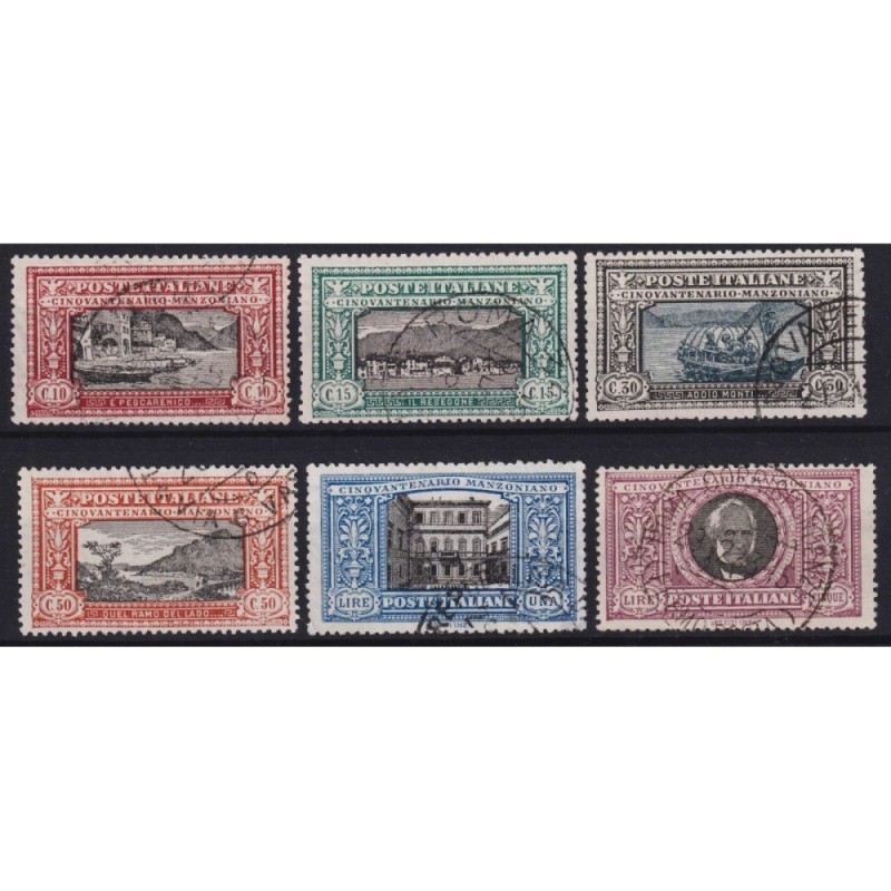 REGNO D'ITALIA 1923 MANZONI 6 V. US. ALCUNI ANNULLI ORIGINALI  | Fi...