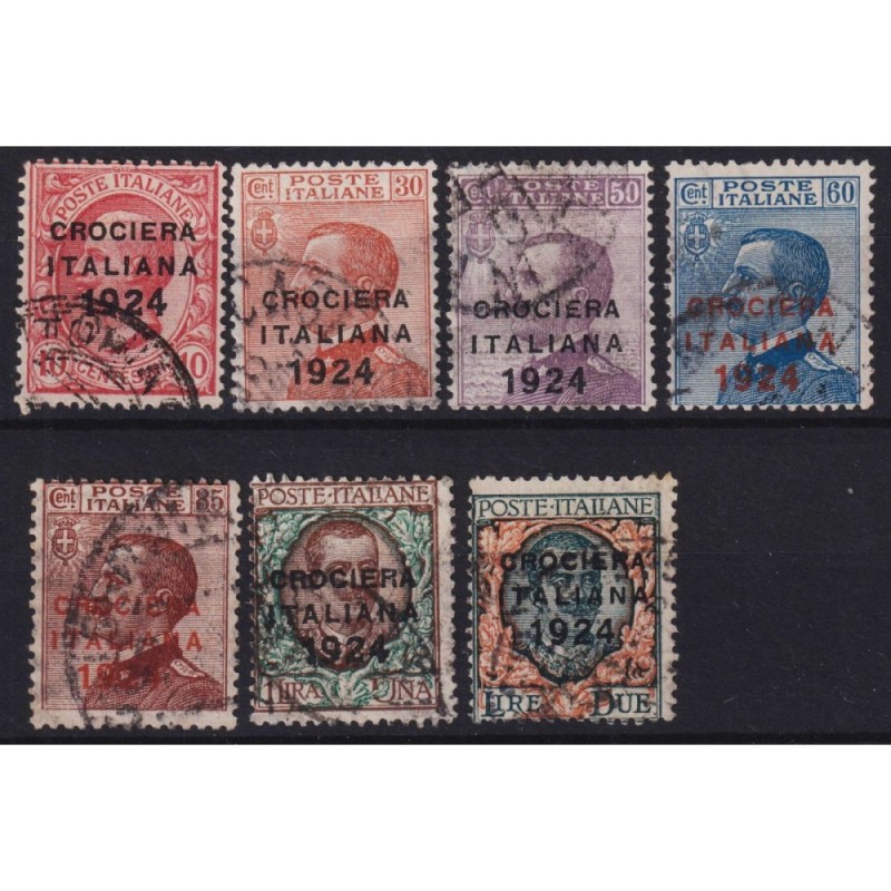 REGNO D'ITALIA 1924 CROCIERA ITALIANA 7 V. US. ALCUNI ANNULLI ORIGI...