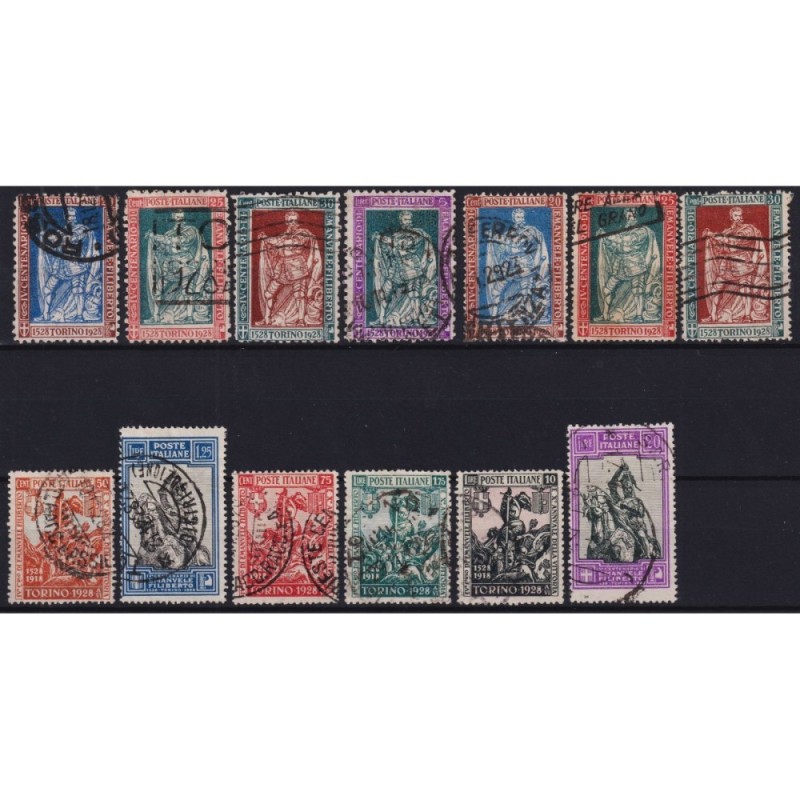 REGNO D'ITALIA 1928 FILIBERTO E VITTORIA 13 V. US. ALCUNI ANNULLI O...