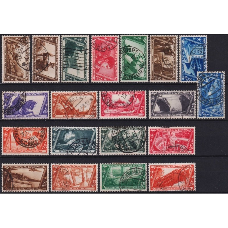 REGNO D'ITALIA 1932 DECENNALE MARCIA SU ROMA 20 V. US. ALCUNI ANNUL...