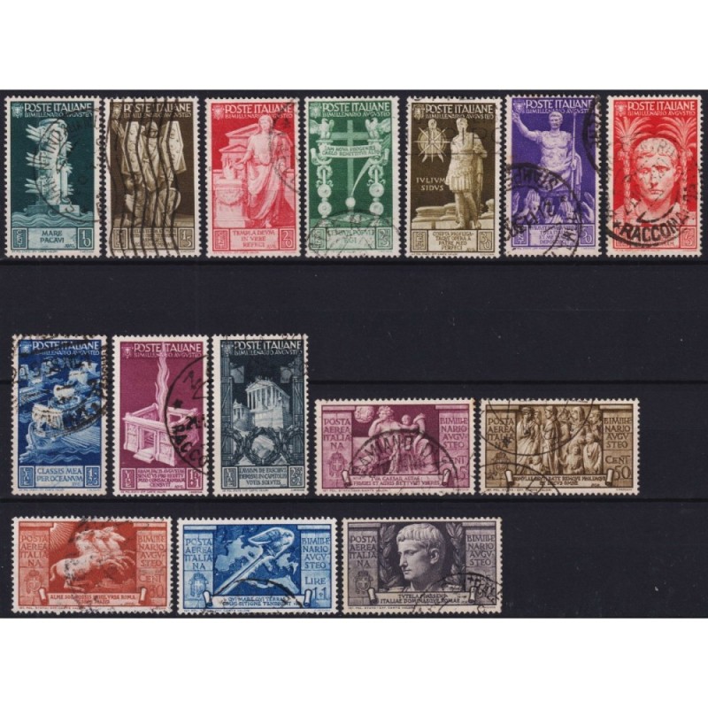 REGNO D'ITALIA 1937 BIMILLENARIO AUGUSTO 15 V. US. ALCUNI ANNULLI O...