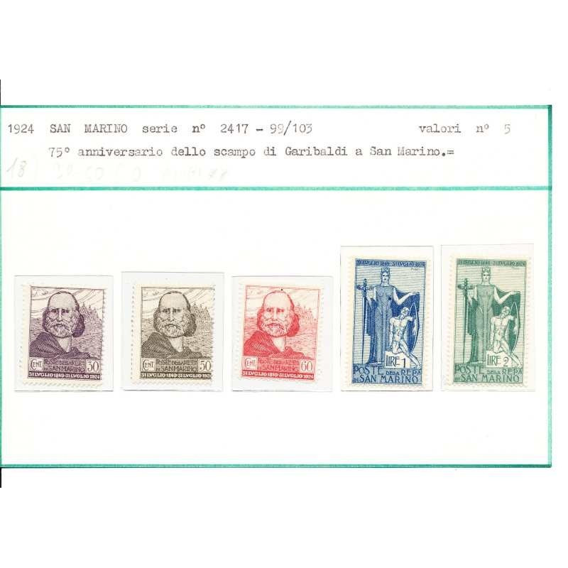 1924 ANNIVERSARIO RITIRATA DI GARIBALDI 30 E 60 cent. G.O. ALTRI G....