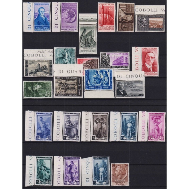 REPUBBLICA 1955 ANNATA COMPLETA 24 VALORI G.I MNH** SENZA TURRITA  ...