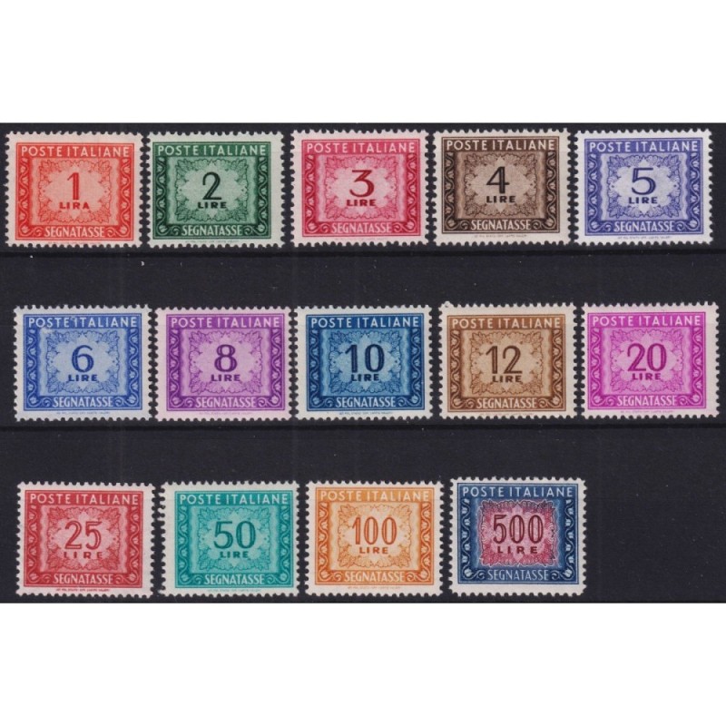 REPUBBLICA 1947-54 SEGNATASSE RUOTA 14 VALORI G.I MNH** CERT.  | Fi...
