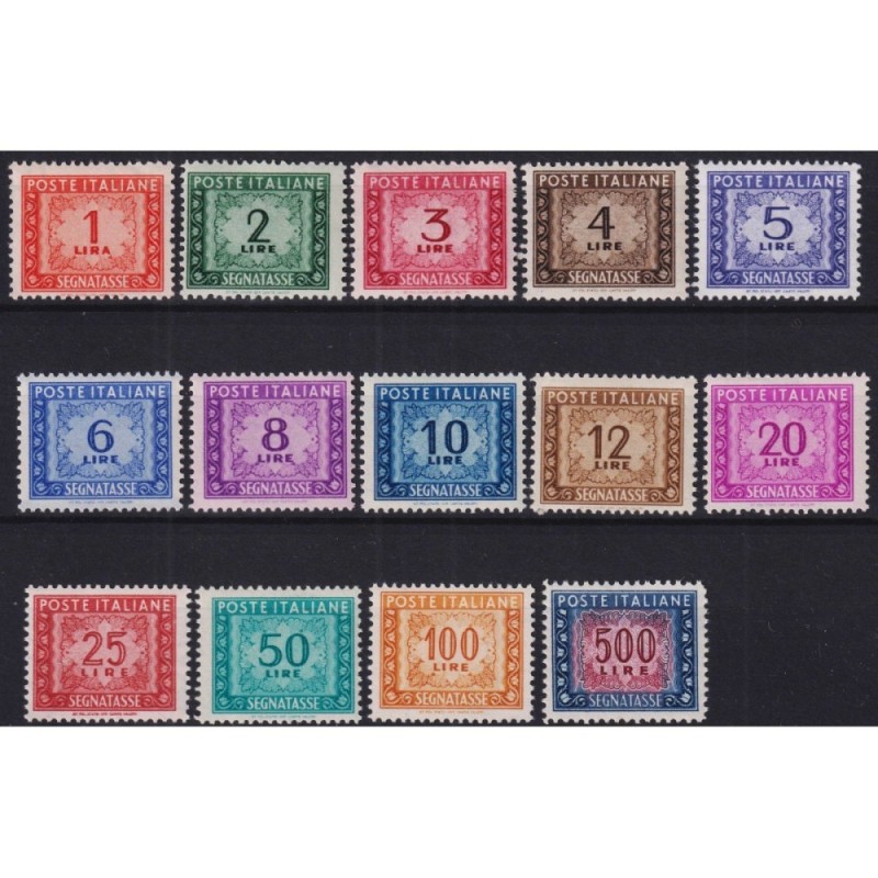 REPUBBLICA 1947-54 SEGNATASSE RUOTA 14 VALORI G.I MNH** CERT.  | Fi...