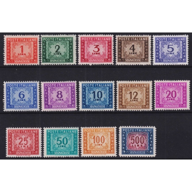 REPUBBLICA 1947-54 SEGNATASSE RUOTA 14 VALORI G.I MNH** CERT.  | Fi...