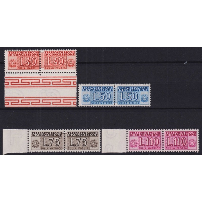 REPUBBLICA 1953-55 PACCHI IN CONCESSIONE RUOTA 4 V. G.I MNH** CERT....