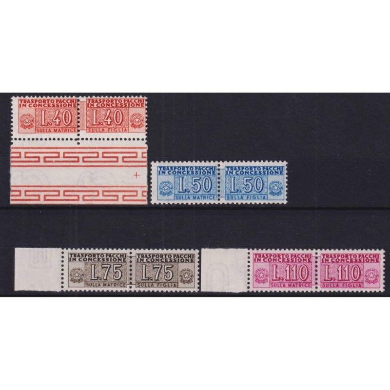 REPUBBLICA 1953-55 PACCHI IN CONCESSIONE RUOTA 4 V. G.I MNH** CERT....