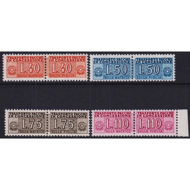 REPUBBLICA 1955-81 PACCHI IN CONCESSIONE STELLE 4 V. G.I MNH** CERT...