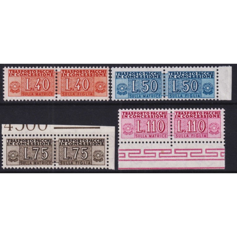 REPUBBLICA 1955-81 PACCHI IN CONCESSIONE STELLE 4 V. G.I MNH** CERT...