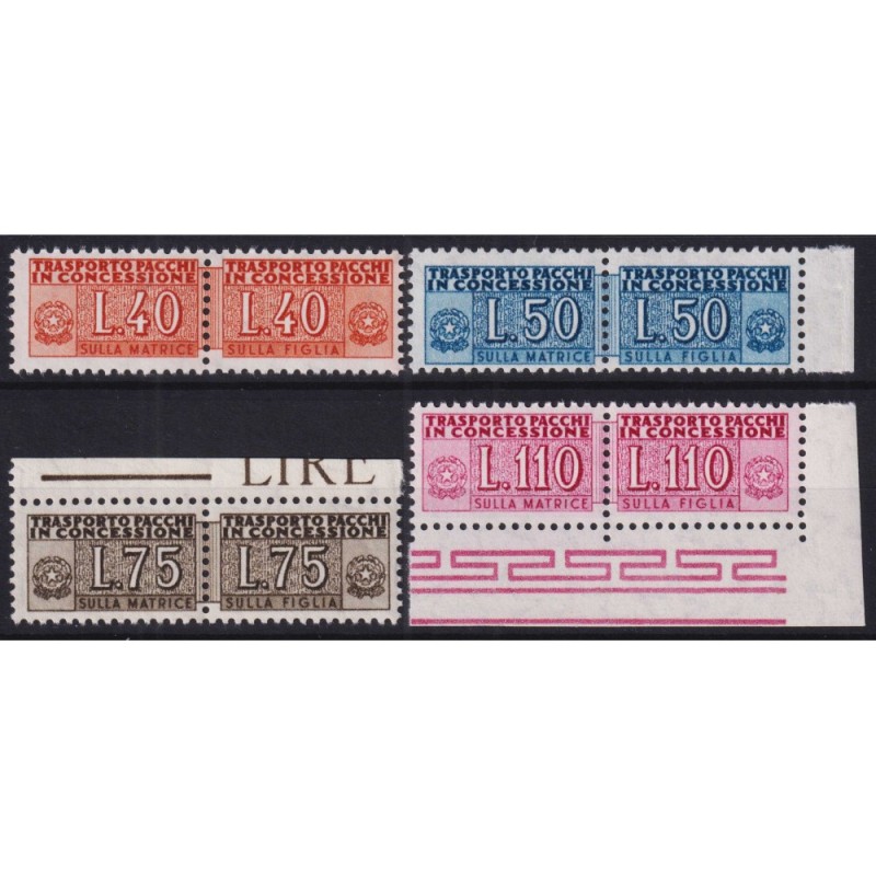 REPUBBLICA 1955-81 PACCHI IN CONCESSIONE STELLE 4 V. G.I MNH** CERT...